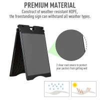 Vinsetto 22" x 28" Plastic Folding A-Frame Sandwich Board Sidewalk Sign with Weighted Tank & Weatherproof Design, Black(m-6)