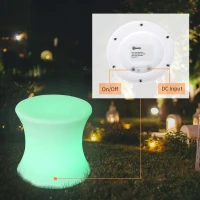 Outsunny 16" Led Stool Chair 16 RGB Color Changing Outdoor LED Light Mood Lamp with Remote Control for Party, Pool Deck, Indoor Room(m-6)