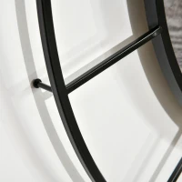 HOMCOM 32 Inch Large Wall Clock, Silent Non Ticking Metal Roman Numeral Industrial Oversized Clocks for Living Room Decor, Battery Operated, Easy to Read, Black and Wood Grain(m-9)