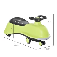 Qaba Kids Wiggle Car Ride on Toy with LED Flashing Wheels, Swing Car for Toddlers, No Batteries, Gears or Pedals - Twist, Turn, Wiggle Movement to Steer, Dolphin Shaped Green(m-3)