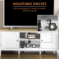 HOMCOM Modern TV Stand with Storage for TVs up to 50", TV Table with 2 Cabinets and Open Shelves, Entertainment Unit for Bedroom, Living Room, White(m-6)