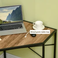 HOMCOM Corner Desk, Triangle Computer Desk with Steel Frame for Small Space, Corner Writing Desk for Workstation, Black(m-5)