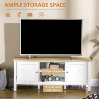 HOMCOM Modern TV Stand with Storage for TVs up to 50", TV Table with 2 Cabinets and Open Shelves, Entertainment Unit for Bedroom, Living Room, White(m-4)