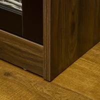 HOMCOM Buffet Cabinet, Glass Door Accent Sideboard with 3 Storage Drawers, Interior Adjustable Shelves, Console Table, Black and Natural(m-8)