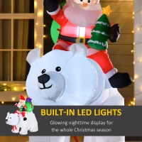HOMCOM 6ft Christmas Inflatable Santa Claus Riding A Polar Bear with LED Lights, Blow-Up Outdoor LED Yard Display for Lawn, Garden, Party(m-5)