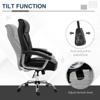 Vinsetto High Back Office Chair Computer Task Seat Adjustable Ergonomic Executive Chair Diamond-Stitched PU Leather Swivel with Padded Armrests, Black(m-5)