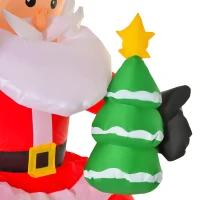 HOMCOM 6ft Christmas Inflatable Santa Claus Riding A Polar Bear with LED Lights, Blow-Up Outdoor LED Yard Display for Lawn, Garden, Party(m-9)