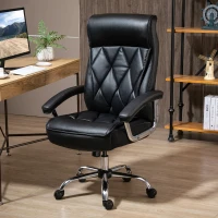 Vinsetto High Back Office Chair Computer Task Seat Adjustable Ergonomic Executive Chair Diamond-Stitched PU Leather Swivel with Padded Armrests, Black(m-9)