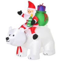 HOMCOM 6ft Christmas Inflatable Santa Claus Riding A Polar Bear with LED Lights, Blow-Up Outdoor LED Yard Display for Lawn, Garden, Party(m-2)