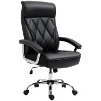 Vinsetto High Back Office Chair Computer Task Seat Adjustable Ergonomic Executive Chair Diamond-Stitched PU Leather Swivel with Padded Armrests, Black(m-2)