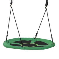 HOMCOM 40" Kids Saucer Tree Swing Round Outdoor Swing with Straps Attaches to Trees or Existing Swing Kids Fabric Sets Backyard Playground, Green(m-12)