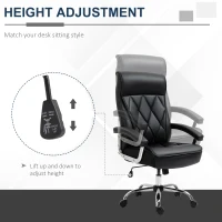 Vinsetto High Back Office Chair Computer Task Seat Adjustable Ergonomic Executive Chair Diamond-Stitched PU Leather Swivel with Padded Armrests, Black(m-4)