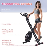 Soozier Foldable Exercise Bike with 8-Level Adjustable Magnetic Resistance, Indoor Stationary Bike X Bike with LCD Screen, Tablet Phone Holder for Home Aerobic Training, Black(m-4)