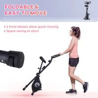 Soozier Foldable Exercise Bike with 8-Level Adjustable Magnetic Resistance, Indoor Stationary Bike X Bike with LCD Screen, Tablet Phone Holder for Home Aerobic Training, Black(m-8)