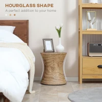 HOMCOM Concrete Finish Side Table, Lightweight Accent Table, 17" Patio Tree Stump End Table with 4 Adjustable Feet for Indoor, Outdoor, Natural(m-4)