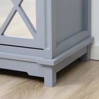 HOMCOM Floor Cabinet with Mirror Doors and 2 Drawers, Sideboard, Bathroom Storage Cabinet with Shelf for Living Room, Entryway, Grey(m-8)
