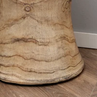 HOMCOM Concrete Finish Side Table, Lightweight Accent Table, 17" Patio Tree Stump End Table with 4 Adjustable Feet for Indoor, Outdoor, Natural(m-9)