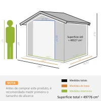 Outsunny 9'x6.3'Garden Storage Outdoor Shed w/ Floor Foundation Outdoor Yard Metal Tool Storage House Grey White(m-3)