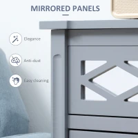 HOMCOM Floor Cabinet with Mirror Doors and 2 Drawers, Sideboard, Bathroom Storage Cabinet with Shelf for Living Room, Entryway, Grey(m-5)