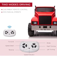 Aosom Ride-on Tractor 2-Seater Battery-Powered Car for Kids with Large High-Traction Wheels, 12V Truck Ride-on Toy with Rear Storage, Outdoor Toy, Red(m-6)