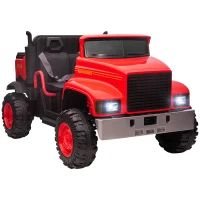 Aosom Ride-on Tractor 2-Seater Battery-Powered Car for Kids with Large High-Traction Wheels, 12V Truck Ride-on Toy with Rear Storage, Outdoor Toy, Red(m-1)