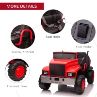 Aosom Ride-on Tractor 2-Seater Battery-Powered Car for Kids with Large High-Traction Wheels, 12V Truck Ride-on Toy with Rear Storage, Outdoor Toy, Red(m-8)