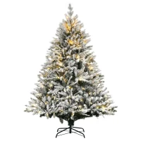 HOMCOM 6Ft Prelit Flocked Artificial Christmas Tree w/ 320 LED Lights(m-1)