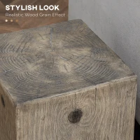 HOMCOM Concrete End Table Rustic Side Table with Wood Grain Finish for Indoors and Outdoors Natural(m-5)