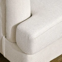 HOMCOM Modern 3-Seater Sofa for Bedroom, 71" Linen Fabric Couch with Slatted Frame and Rubber Wood Legs - Cream White(m-8)