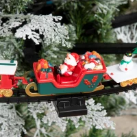 Qaba Christmas Train Set for Kids with 2 Playing Forms, Tree-mounted or Floor-playing Battery-Powered Christmas Train Toy Set with Sounds & Lights, Holiday Toy Gift for Kids 3-8 Years Old(m-8)