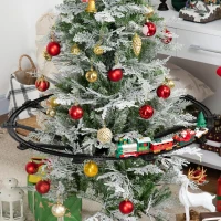 Qaba Christmas Train Set for Kids with 2 Playing Forms, Tree-mounted or Floor-playing Battery-Powered Christmas Train Toy Set with Sounds & Lights, Holiday Toy Gift for Kids 3-8 Years Old(m-2)