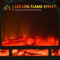 HOMCOM 18" Electric Fireplace Stove, Freestanding Fireplace Heater with Realistic LED Flame, Adjustable Temperature, Overheat Protection, 750W/1500W, Black(m-4)