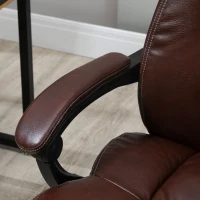 Vinsetto High Back Massage Office Chair with 6-Point Vibration, 5 Modes, Executive Chair, PU Leather Swivel Chair with Reclining Back, and Retractable Footrest, Brown(m-13)