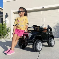 Aosom Ride On Car Toy Off Road Truck, Dual 12V Electric Battery Powered with Remote Control Lights MP3 LCD Power Indicator and MP3(m-9)
