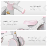 Qaba Baby Balance Bike for Toddlers 1-3 with Lightweight Design, No Pedal Bicycle Training Toy Little Kids Bike with Non-Slip Handlebars, Pink(m-8)
