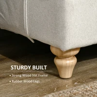 HOMCOM Modern 3-Seater Sofa for Bedroom, 71" Linen Fabric Couch with Slatted Frame and Rubber Wood Legs - Cream White(m-5)