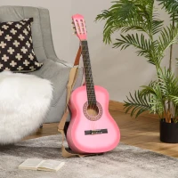 Soozier 36" Kids Acoustic Guitar Set with Easy Strings, Tuner, Picks, and Waterproof Case Included, Beginner Acoustic Guitar for Kids, Portable Acoustic Child Guitar, Pink(m-2)