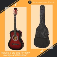 Soozier 36" Kids Acoustic Guitar Set with Easy Strings, Tuner, Picks, and Waterproof Case Included, Beginner Acoustic Guitar for Kids, Portable Acoustic Child Guitar, Wine Red(m-7)