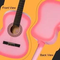 Soozier 36" Kids Acoustic Guitar Set with Easy Strings, Tuner, Picks, and Waterproof Case Included, Beginner Acoustic Guitar for Kids, Portable Acoustic Child Guitar, Pink(m-7)