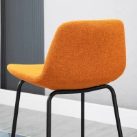 HOMCOM 29.5" Bar Stools Set of 2, Upholstered Extra Tall Barstools, Armless Bar Chairs with Back, Steel Legs, Orange(m-8)