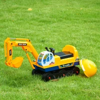 Qaba Kids  Ride-on Excavator Toy for Toddlers with Sound Effects and Safety Helmet, Outdoor Construction Toy with Electric Controllable Digging Bucket, Yellow(m-10)
