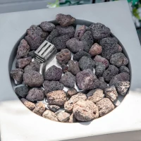 Outsunny Portable Outdoor Propane Fire Pit, Small Tabletop Fireplace, 10 Inch Square Gas Firebowl, 10,000 BTU, w/ Lava Rocks, CSA Certification, for Garden, Patio, Light Grey(m-8)