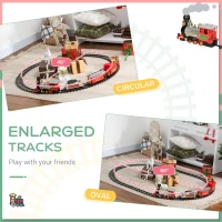 Qaba Electric Train Set for Kids, Battery-Powered Classic Train Toy Set with Sounds & Lights, Toy Train Set with Gifts Box for 3-8 Years Old Boys Girls, Multicolored(m-4)