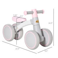 Qaba Baby Balance Bike for Toddlers 1-3 with Lightweight Design, No Pedal Bicycle Training Toy Little Kids Bike with Non-Slip Handlebars, Pink(m-3)