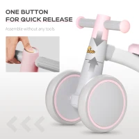 Qaba Baby Balance Bike for Toddlers 1-3 with Lightweight Design, No Pedal Bicycle Training Toy Little Kids Bike with Non-Slip Handlebars, Pink(m-4)