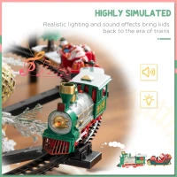Qaba Christmas Train Set for Kids with 2 Playing Forms, Tree-mounted or Floor-playing Battery-Powered Christmas Train Toy Set with Sounds & Lights, Holiday Toy Gift for Kids 3-8 Years Old(m-5)