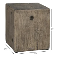 HOMCOM Concrete End Table Rustic Side Table with Wood Grain Finish for Indoors and Outdoors Natural(m-3)