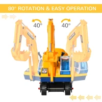 Qaba Kids  Ride-on Excavator Toy for Toddlers with Sound Effects and Safety Helmet, Outdoor Construction Toy with Electric Controllable Digging Bucket, Yellow(m-5)