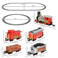 Qaba Electric Train Set for Kids, Battery-Powered Classic Train Toy Set with Sounds & Lights, Toy Train Set with Gifts Box for 3-8 Years Old Boys Girls, Multicolored(m-3)