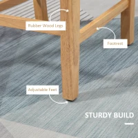 HOMCOM 25.5" Counter Height Bar Stools Set of 2, Farmhouse Kitchen Stool, Bar Chairs with Back, Padded Cushion, Wood Legs, Natural(m-6)